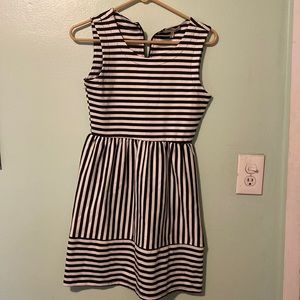 Black and white striped dress